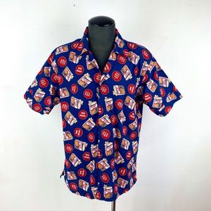 Vintage 2002 Cracker Jack Shirt Cotton Short Sleeve Button Front Mens Size Large